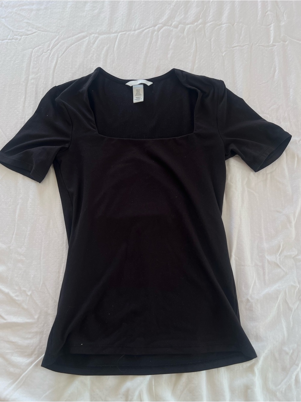 H&M Black Square Neck Short Sleeve Tee